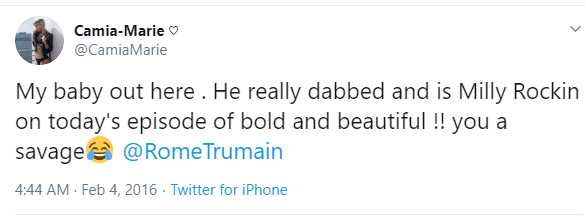 Camia Marie Tweet About Boyfriend Rome